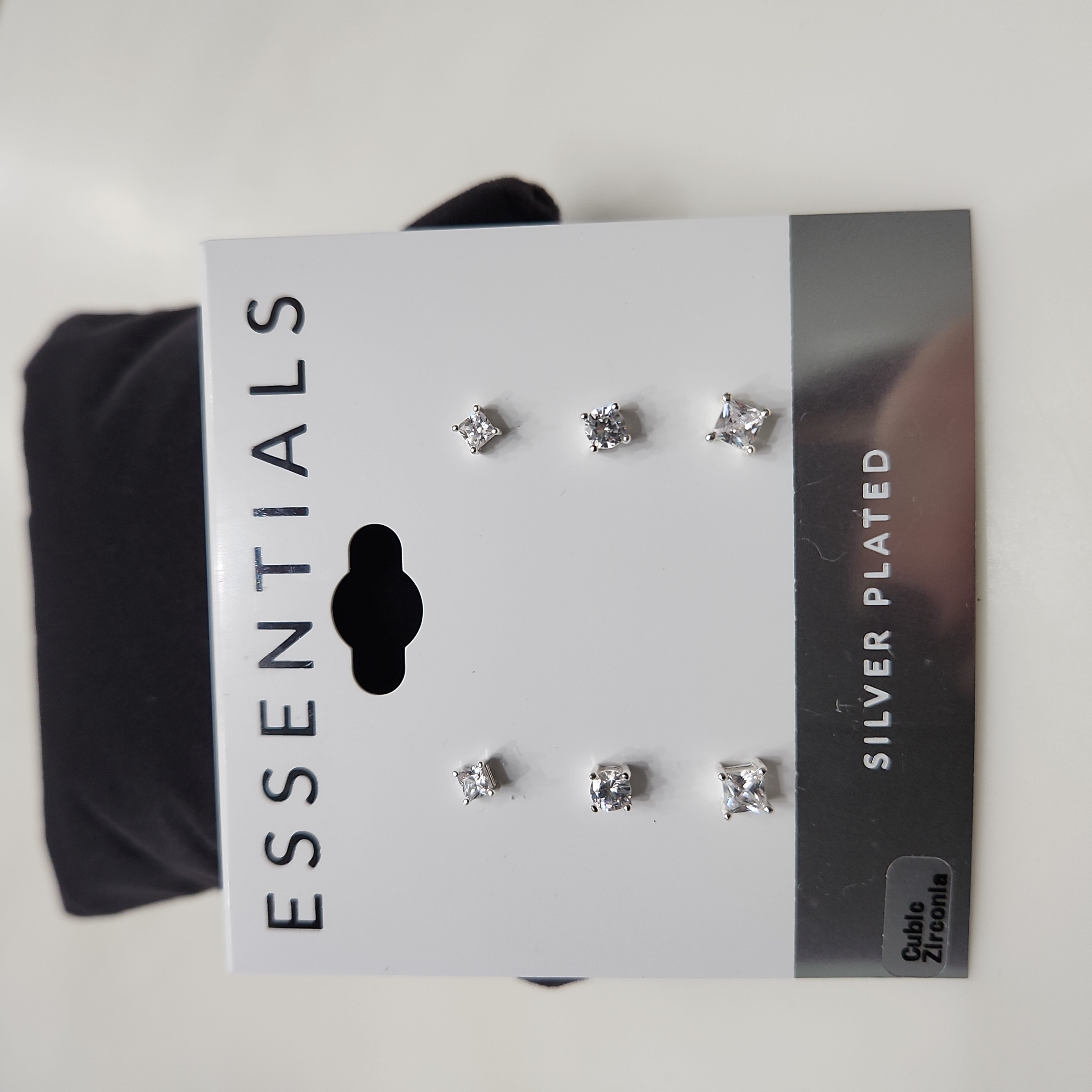 Essentials Silver Plated Cubic Zirconia Earrings